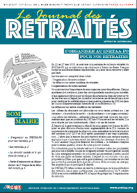 Cliquez pour télécharger le journal des retraités n° 9 d'octobrer 2018