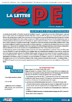 Cliquez pour télécharger la lettre aux CPE - N°7  de Novembre 2018