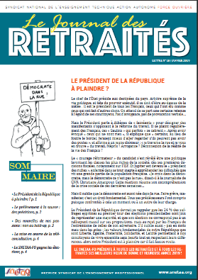 Cliquez pour télécharger le journal des retraités n° 10 de janvier 2019