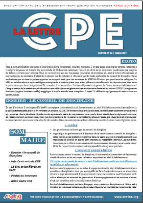 Cliquez pour télécharger la Lettre aux CPE n°5 de Mars 2017